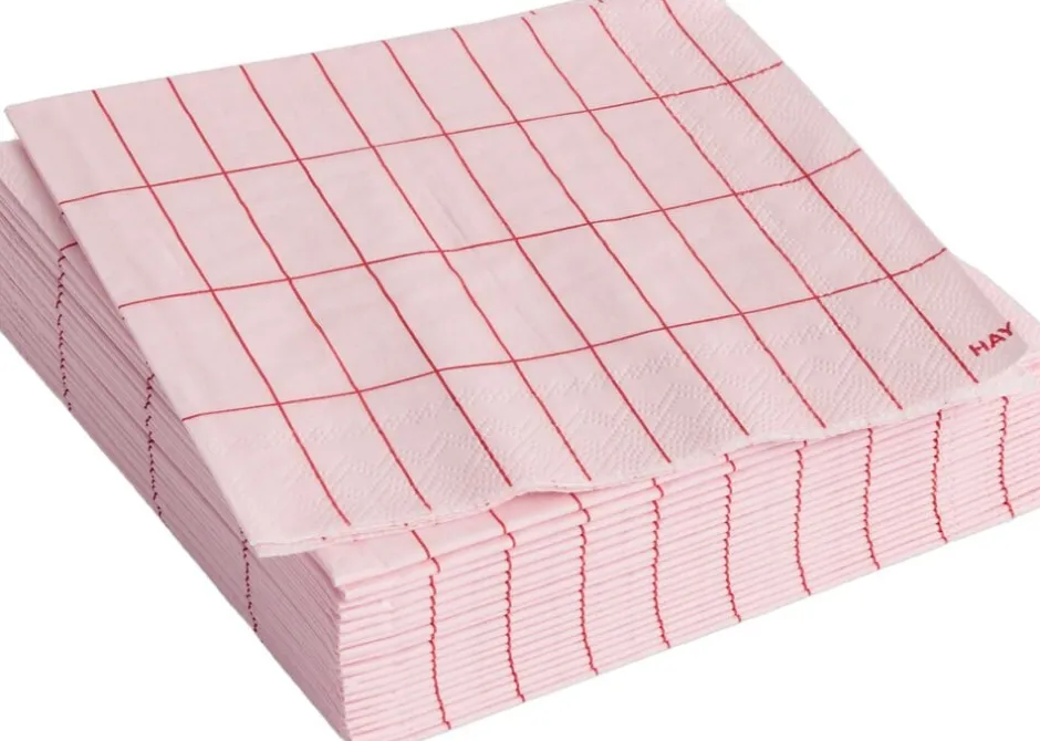Tilbehør Til Bordet<Hay Pattern Napkins-Set of 20 Cocktail-Light pink and red grid