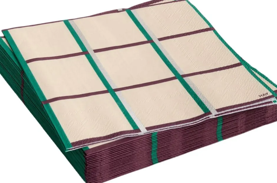 Tilbehør Til Bordet<Hay Pattern Napkins-Set of 20 Lunch-Off-white, silver and green braid chec