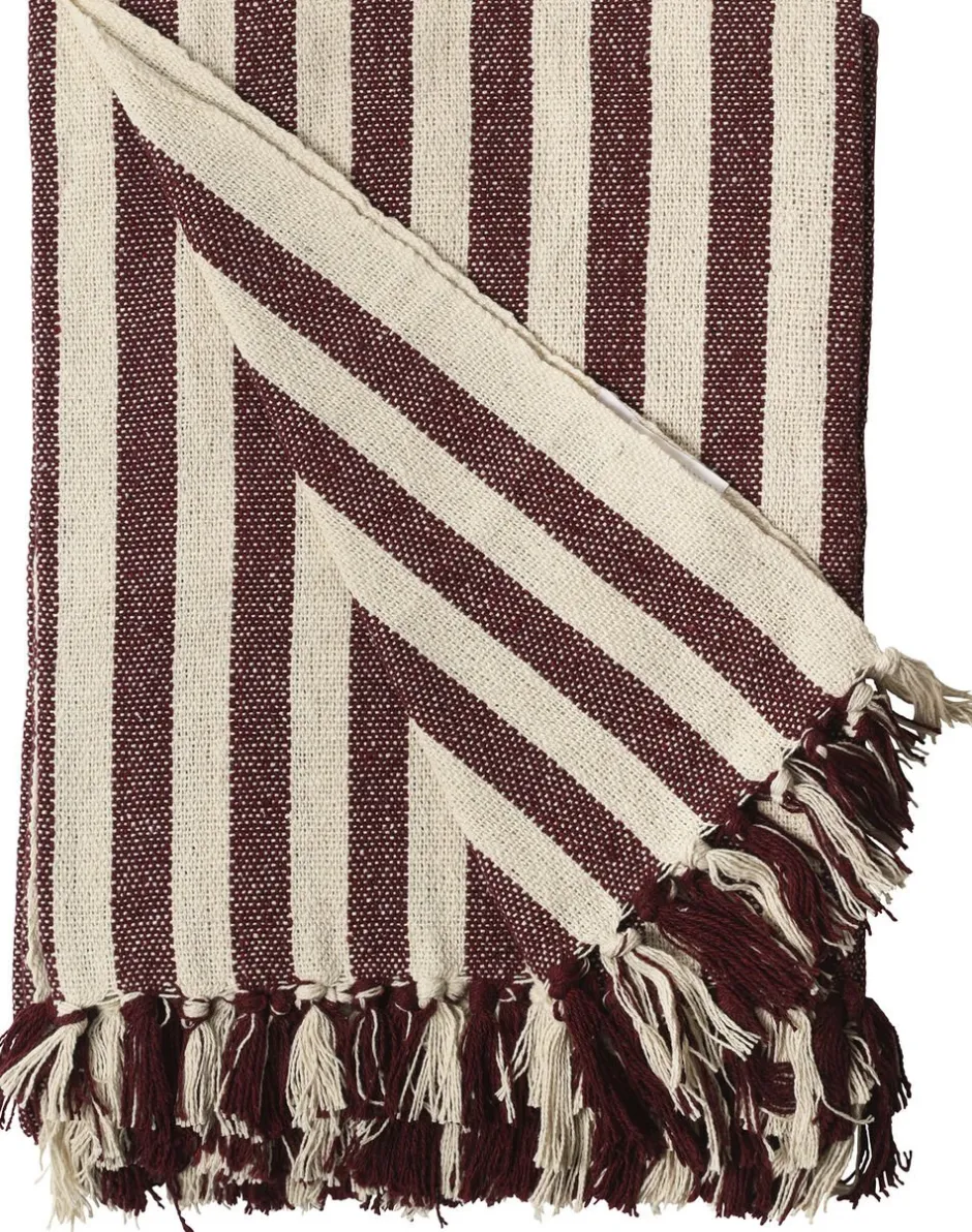 Plaider<AU Maison Plaid, Stribet-Maroon/Natur, 130x180 cm