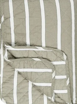 Plaider<Ib Laursen Quilt hvide, sorte og hørfarvede striber