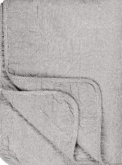 Plaider<Ib Laursen Quilt mælkedrengestriber Hvid/m&oslash;rkegrå striber