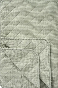 Plaider<Ib Laursen Quilt mælkedrengestriber Hvide/st&oslash;vgr&oslash;n