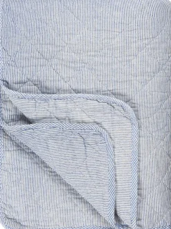 Plaider<Ib Laursen Quilt mælkedrengestriber Hvid/lysblå