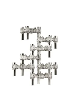 Lys & Lysestager<STOFF Nagel Quist candle holder set with 3 pcs - brushed chrome