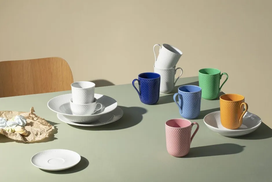 Kopper & Krus<Lyngby Porcelæn Rhombe Color Krus med hank 33 cl blå porcelæn
