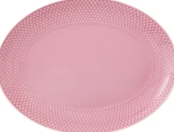 Skåle & Fade<Lyngby Porcelæn Rhombe Color Ovalt serveringsfad 28.5x21. 5 rosa