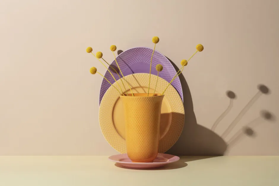 Vaser & Urtepotteskjulere<Lyngby Porcelæn Rhombe Color Vase H20 gul porcelæn