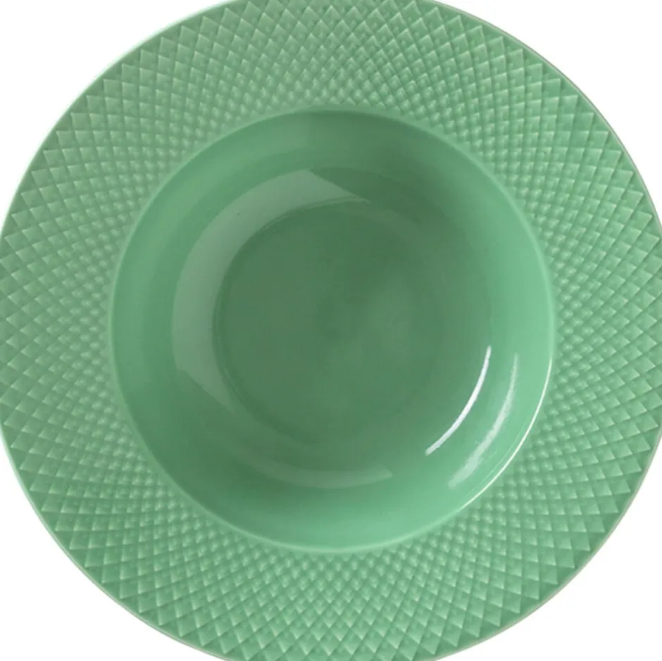 Tallerkener<Lyngby Porcelæn Rhombe Dyb tallerken Ø24,5 cm grøn porcelæn