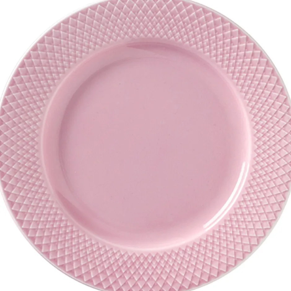 Tallerkener<Lyngby Porcelæn Rhombe Frokosttallerken Ø21 cm rosa porcelæn