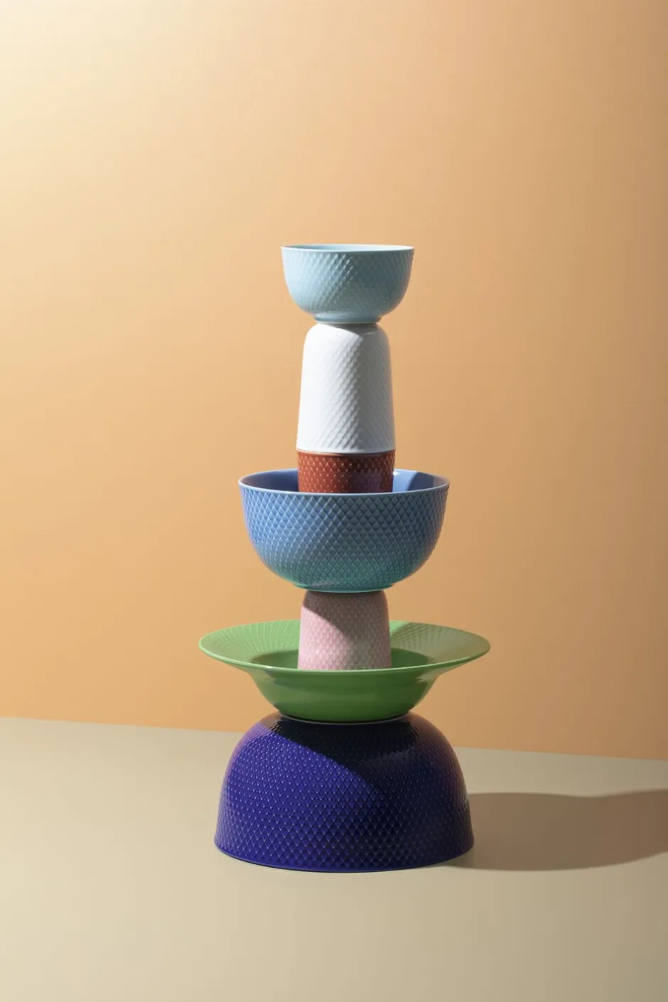 Kopper & Krus<Lyngby Porcelæn Rhombe Krus 33 cl rosa porcelæn