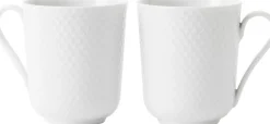 Kopper & Krus<Lyngby Porcelæn Rhombe mug 33cl, white 2 stk.
