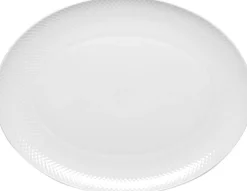 Skåle & Fade<Lyngby Porcelæn Rhombe Ovalt serveringsfad 42x32 hvid porcelæn