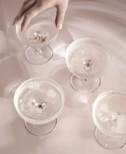 Glas<Ferm Living Ripple Champagne Saucers - Set of 2 - Clear