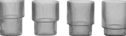 Glas<Ferm Living Ripple Glasses - Set of 4 - Smoked Grey