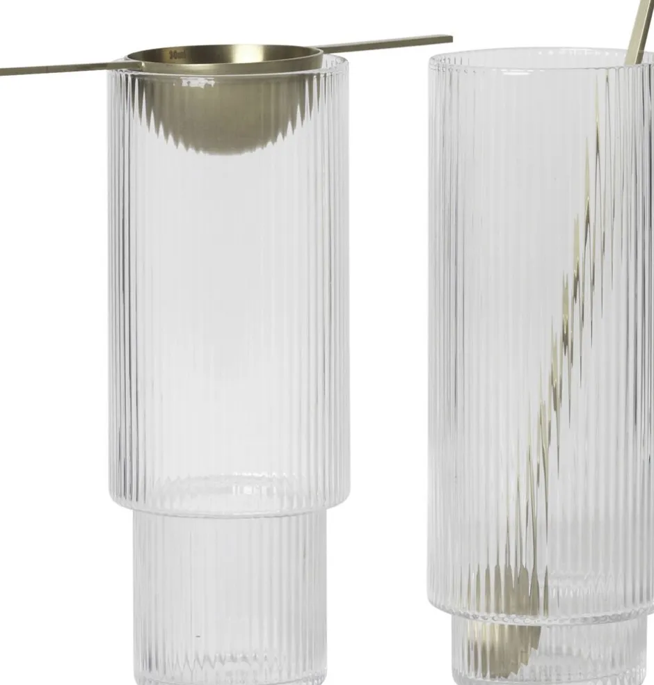 Glas<Ferm Living Ripple Long Drink Glasses - Set of 4 - Clear