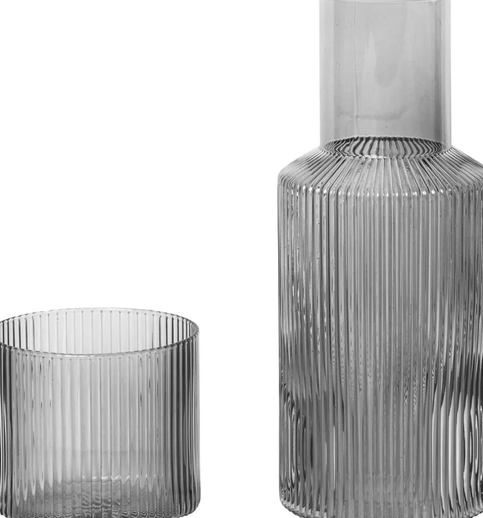 Karafler & Kander<Ferm Living Ripple Small Carafe Set - Smoked Grey