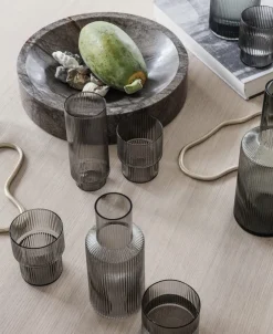 Karafler & Kander<Ferm Living Ripple Small Carafe Set - Smoked Grey