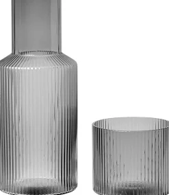 Karafler & Kander<Ferm Living Ripple Small Carafe Set - Smoked Grey