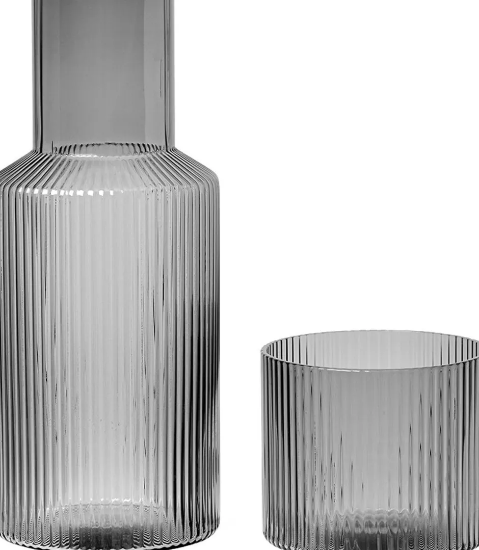 Karafler & Kander<Ferm Living Ripple Small Carafe Set - Smoked Grey