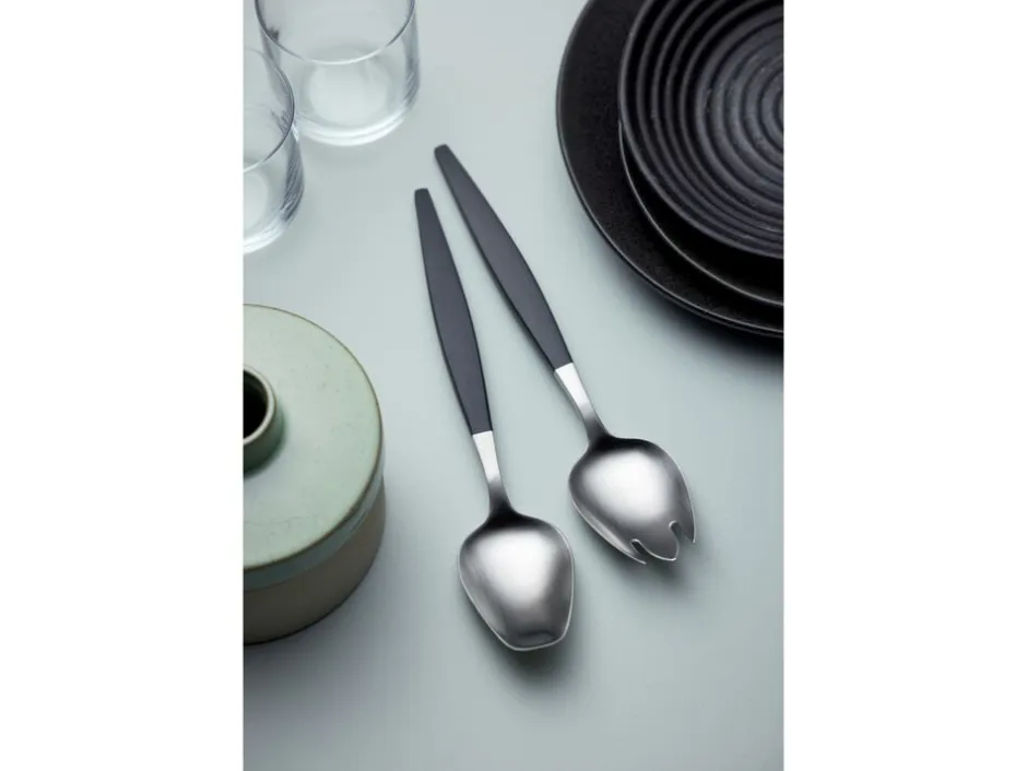 Bestik<Gense Salatbestik Focus de Luxe 26,8 cm Sort/Mat stål