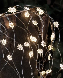 Lyskæder<Sirius Silke miniblomst lyskæde 40L m/ timer, Klar/sølv