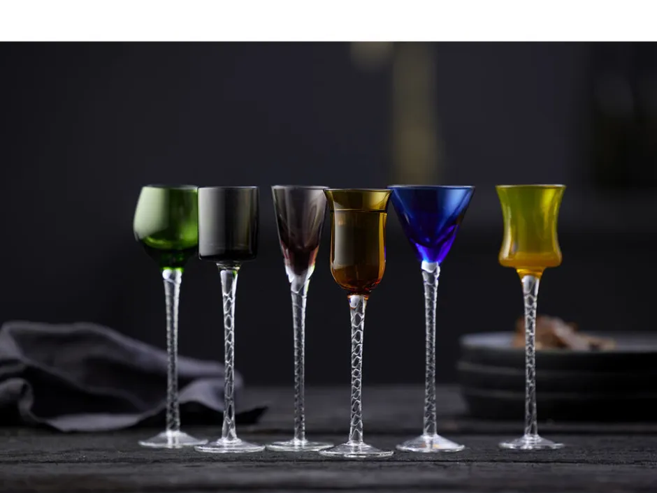 Glas<Lyngby Glas Snapseglas London 18 cm 6 stk. Assorterede