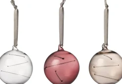 Juletræspynt<Iittala Sol glaskugler 8 cm 3-pak klar-calluna-linen