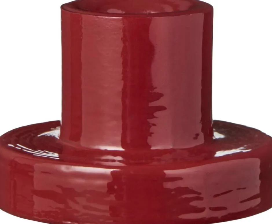 Lys & Lysestager<Ib Laursen Stage glas t/1,3 cm lys rød
