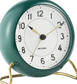 Ure & Vejrstationer<Arne Jacobsen Clocks Station bordur grøn/hvid, Ø 11 cm, alarm