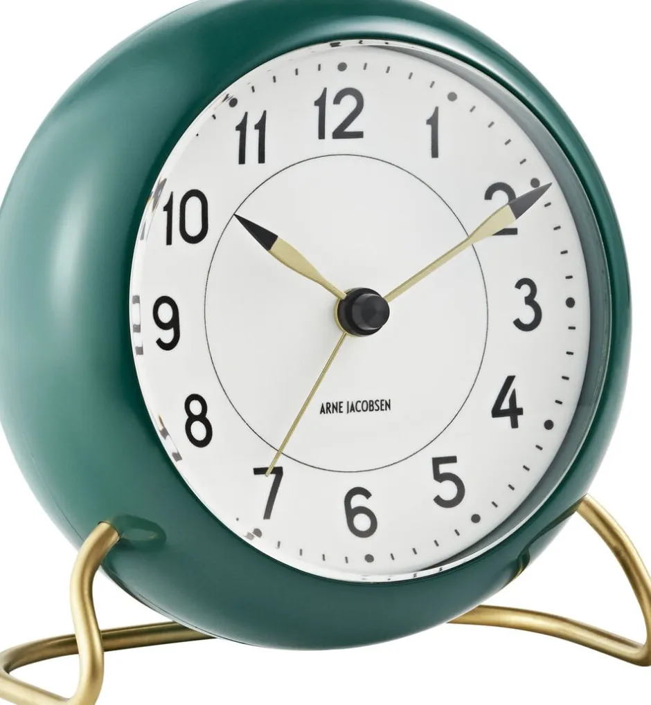 Ure & Vejrstationer<Arne Jacobsen Clocks Station bordur grøn/hvid, Ø 11 cm, alarm