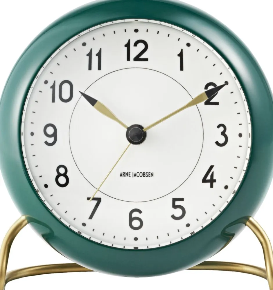 Ure & Vejrstationer<Arne Jacobsen Clocks Station bordur grøn/hvid, Ø 11 cm, alarm