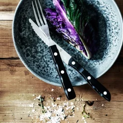 Bestik<Gense Steakbestik/grillbestik Old Farmer black 12 dele Sort/Stål