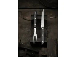 Bestik<Gense Steakbestik/grillbestik Old Farmer black 4 dele Sort/Stål