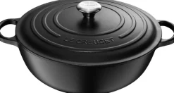 Gryder & Pander<Le Creuset Stegegryde i støbejern 32 cm Matte Black