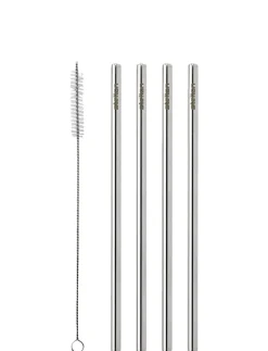 Bar & Vin<Stelton genanvendelige sugerør 4 Stk steel
