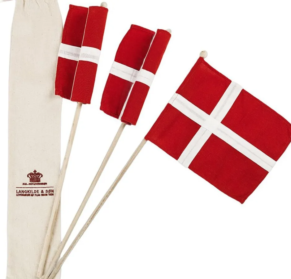 Figurer & Skulpturer<Langkilde & Søn Stofflag på pind 3 stk hurraflag