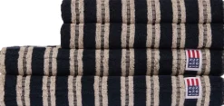 Håndklæder<Lexington Striped Terry Towel Blackish navy/lt beige