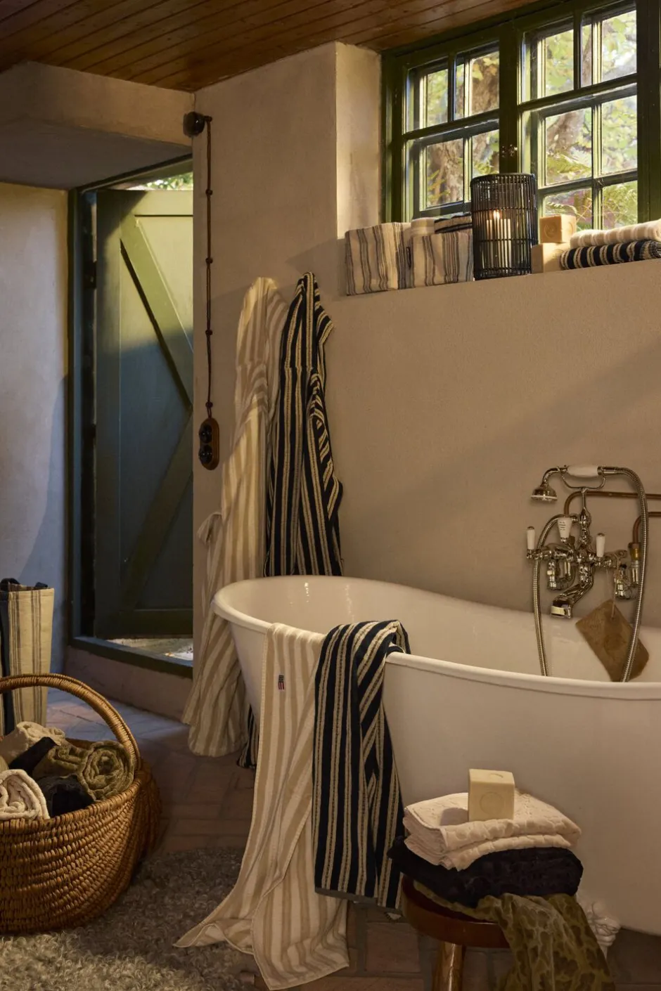 Håndklæder<Lexington Striped Terry Towel Blackish navy/lt beige