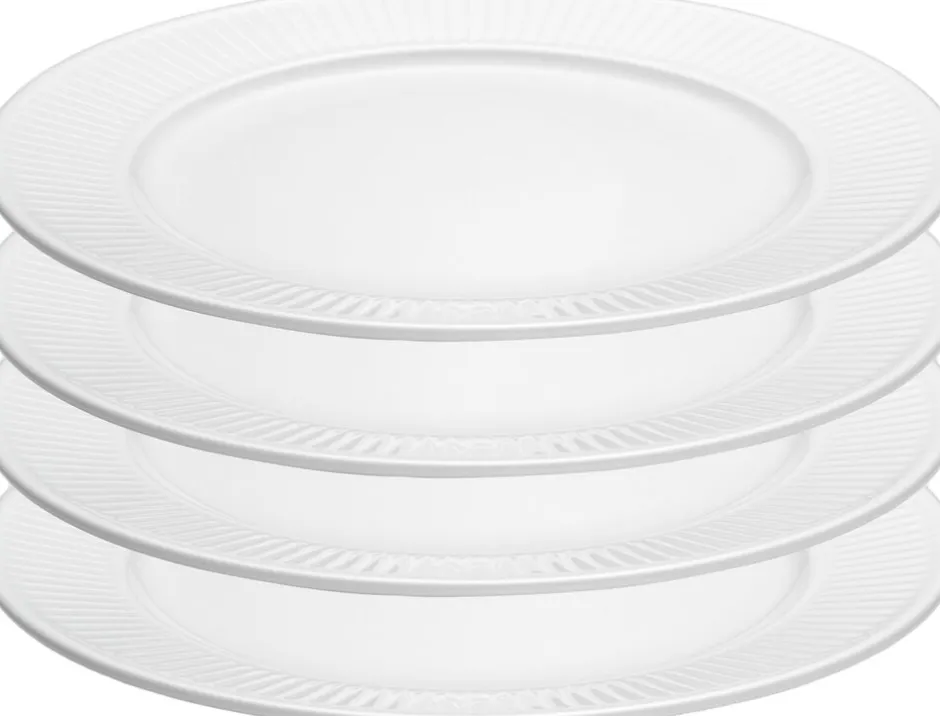 Tallerkener<Pillivuyt Tallerken flad Plissé 28 cm 4 stk. Hvid