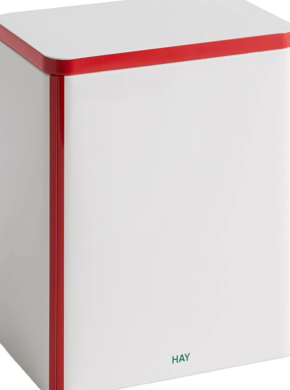 Opbevaring<Hay Tin Container-Large-Off-white and red