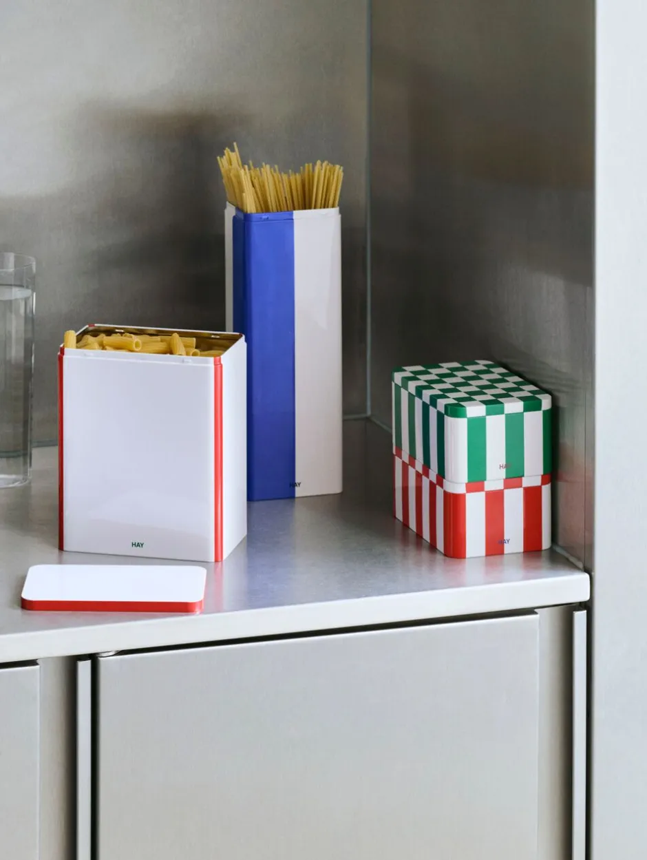 Opbevaring<Hay Tin Container-Large-Off-white and red
