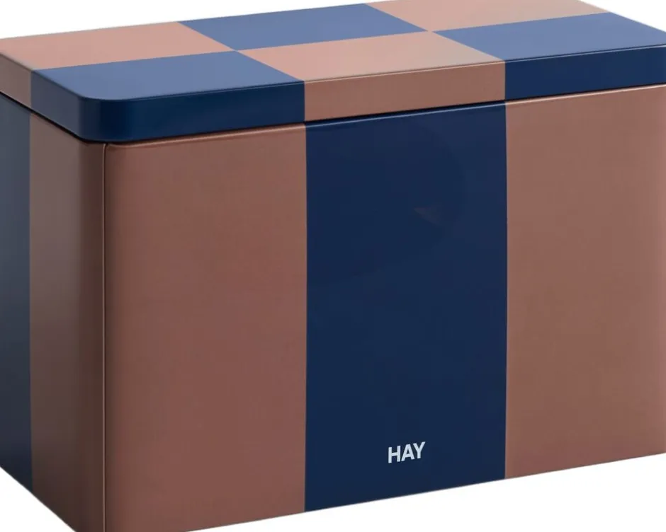 Opbevaring<Hay Tin Container-Medium-Brown and midnight blue