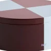 Opbevaring<Hay Tin Container-Round-Burgundy and ice blue