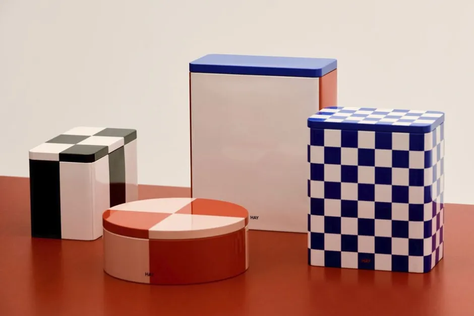 Opbevaring<Hay Tin Container-Round-Red and soft pi