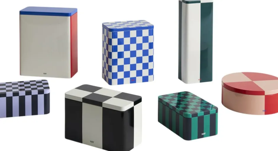 Opbevaring<Hay Tin Container-Round-Red and soft pi