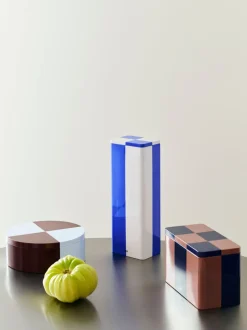 Opbevaring<Hay Tin Container-Slim-Blue and off-white