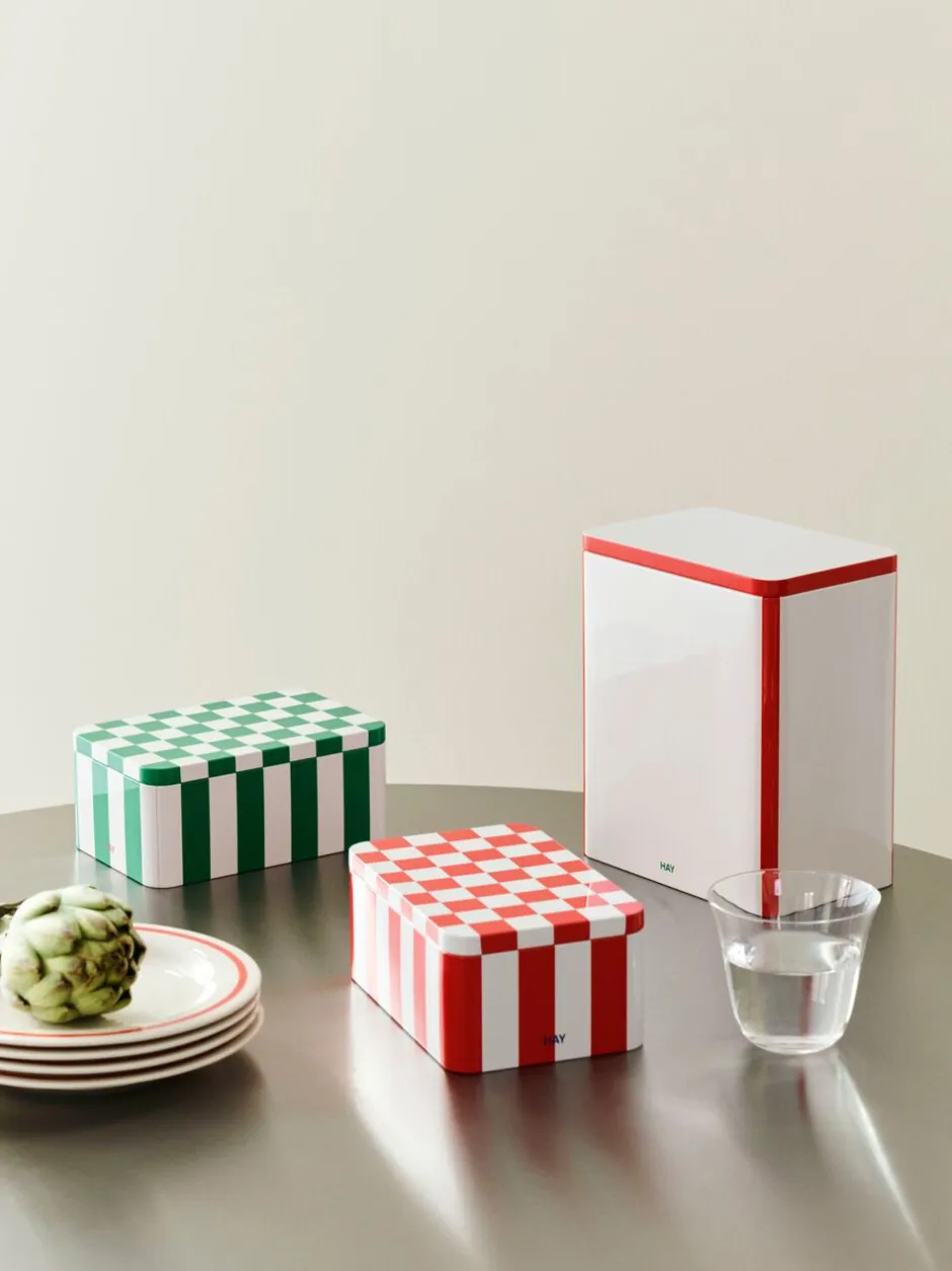 Opbevaring<Hay Tin Container-Small-Red and off-white