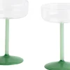 Glas<Hay Tint Coupe Glass-Set of 2-Clear, jade light green and jade dark green