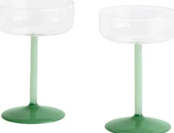 Glas<Hay Tint Coupe Glass-Set of 2-Clear, jade light green and jade dark green