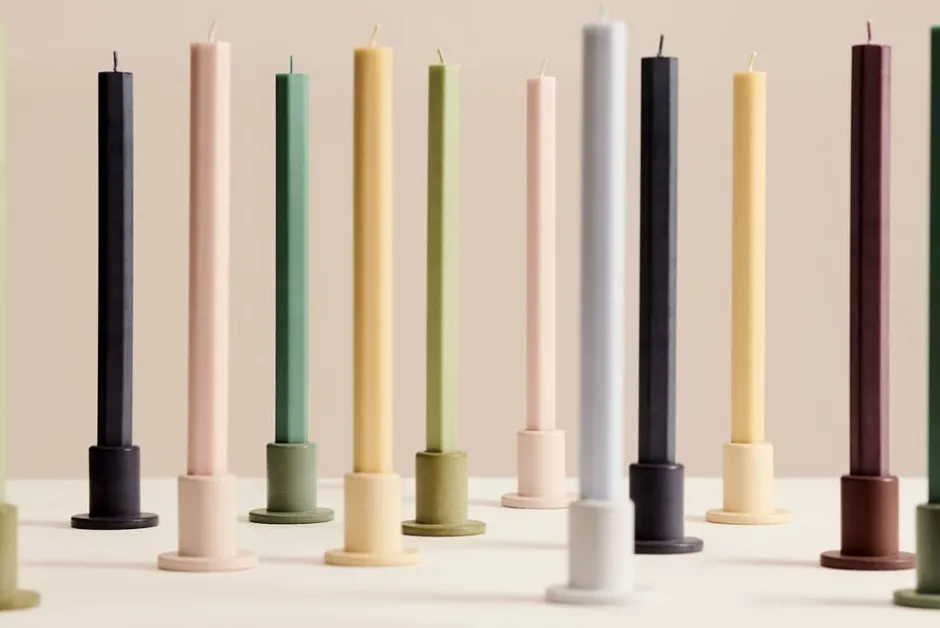 Lys & Lysestager<Hay Tube Candleholder Concrete-Small